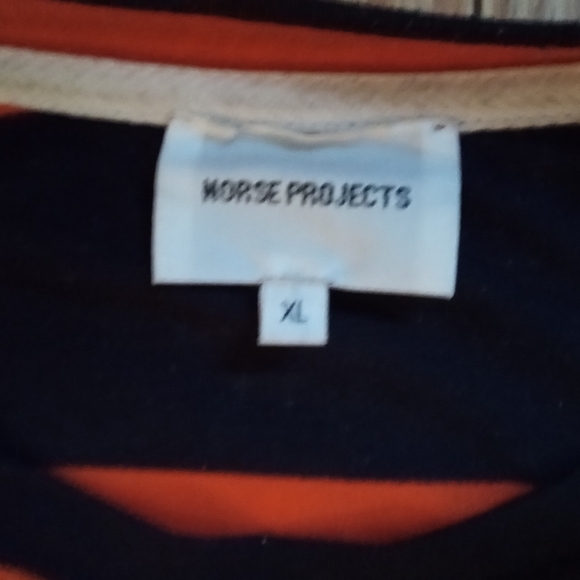 Norse Projects orange and blue striped short sleeve shirt size XL - Picture 3 of 4